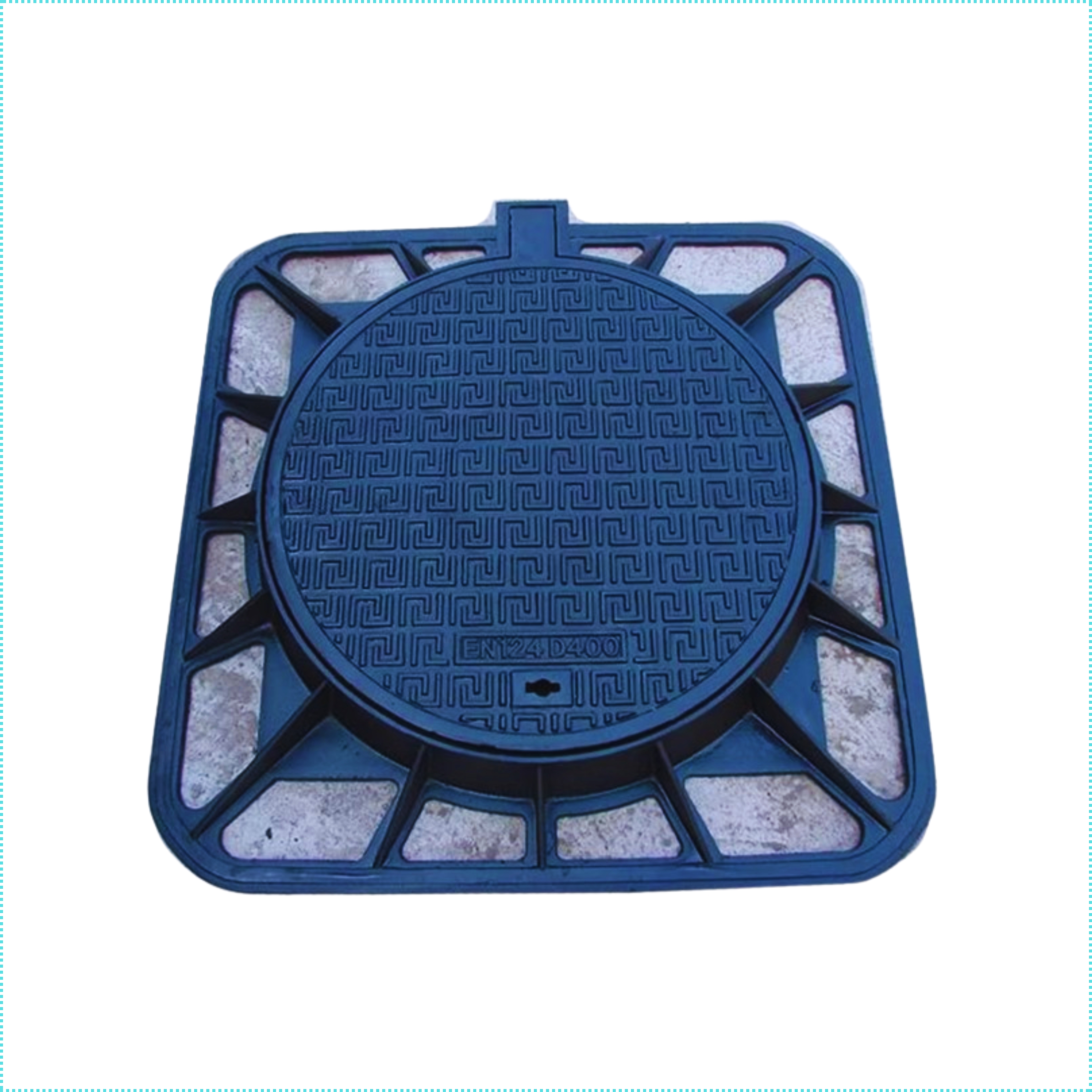 Ductile Iron Round hinged Manhole Cover with Square Frame