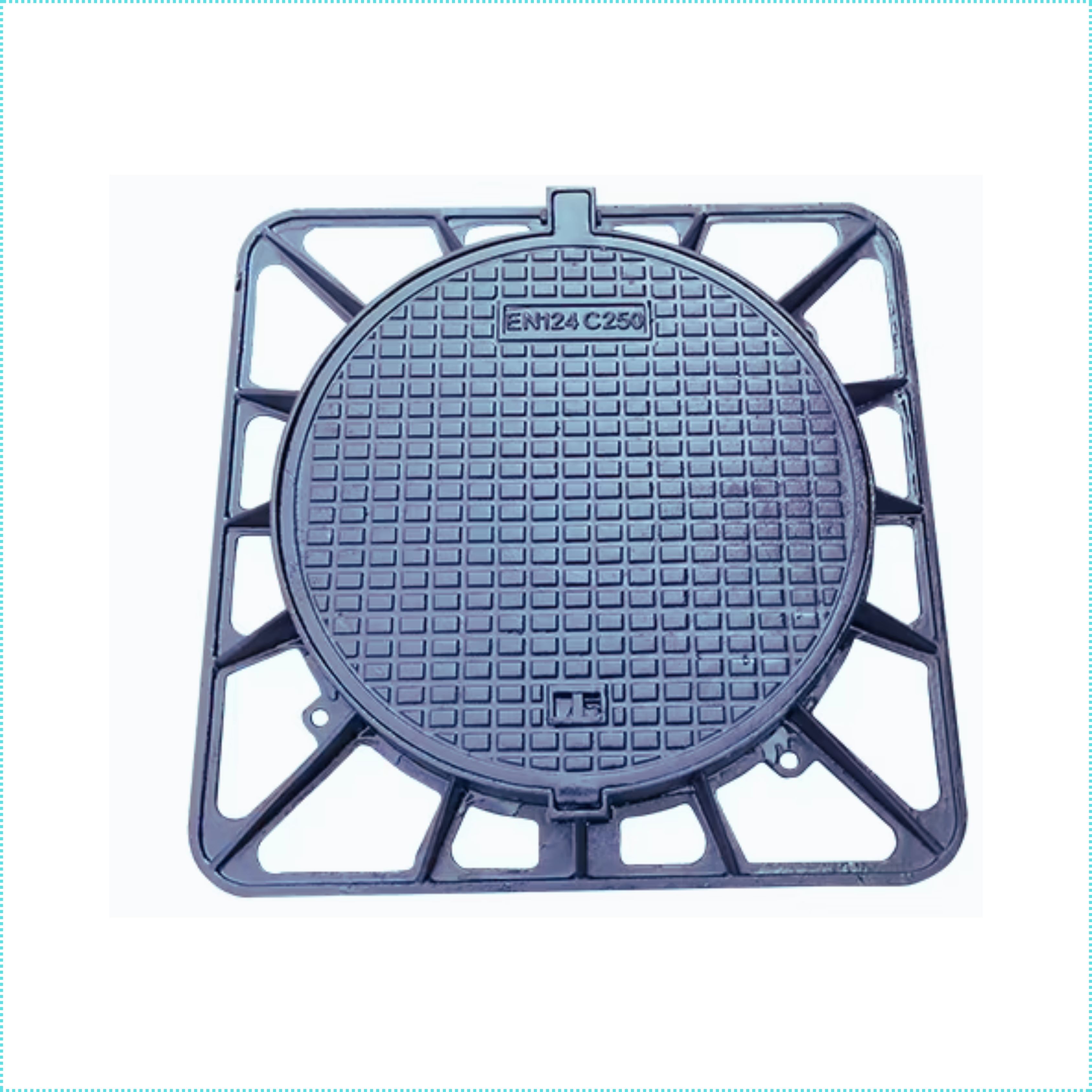 Ductile Iron Round hinged Manhole Cover with Square Frame